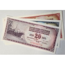 YUGOSLAVIA 1978-1986 . TWENTY 20 - ONE HUNRED 100 DINARA BANKNOTES